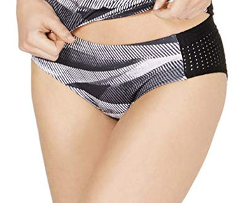 Nike Women's Line Up Printed Hipster Bikini Bottoms Size M Black White