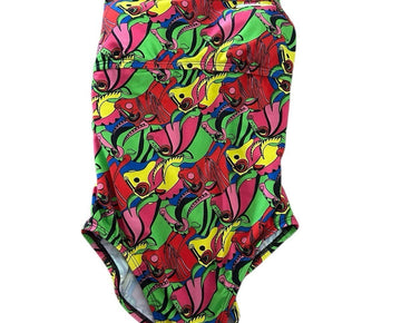 NIKE HydraStrong Racer Back Printed Women Size S One Piece Swimsuit Pink Red