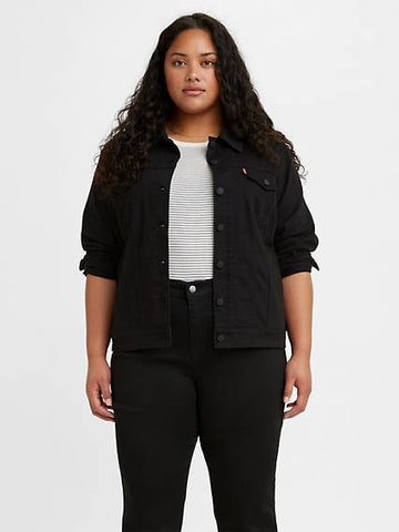 LEVI'S Plus women's denim trucker jacket Black Size 3X Black $79