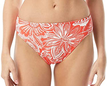 Vince Camuto Standard Reversible HIGH Leg Bikini Bottom, Poppy 670 Size S Orange