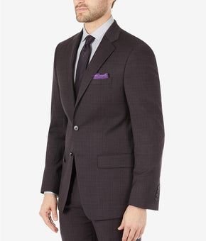 Calvin Klein Men's Slim-Fit Wool Suit Jacket Eggplant Purple Plaid Size 42R $450