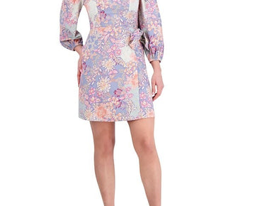 Vince Camuto Square-Neck Balloon-Sleeve A-line Dress Blue Size 10 MSRP $148