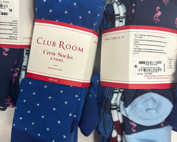 Men's Socks Wholesale Lot, CLUB ROOM 19 items, Shelf Pulls, MSRP $380