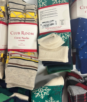 Men's Socks Wholesale Lot, CLUB ROOM 21 items, Shelf Pulls, MSRP $420