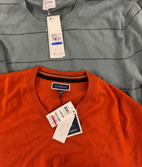 Men's Clothing Sweaters, Button-down Shirts & Others Wholesale Lot, CALVIN KLEIN, PENDLETON, CALABRUM, CLUB ROOM, and more, 15 items, Shelf Pulls, MSRP $859