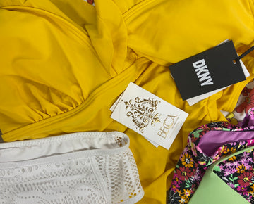 Women's Swimwear Wholesale Lot, BECCA, DKNY, ROD BEATTIE BLEU, RAISINS PLUS, RAVIYA and more, 17 items, Shelf Pulls, MSRP $813