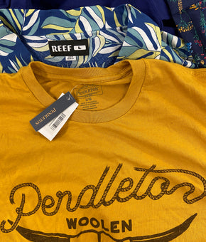 Men's Clothing Tops & Others Wholesale Lot, DKNY, REEF, PENDLETON, CLUB ROOM, HEROES, GALAXY and more, 14 items, Shelf Pulls, MSRP $686