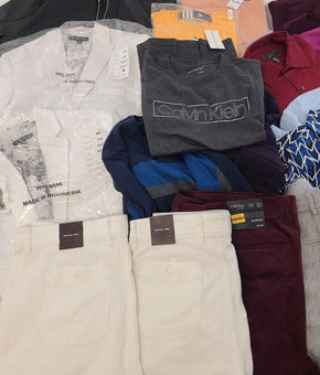 Men's Clothing Wholesale Lot MICHAEL KORS, CALVIN KLEIN, Adidas, Tasso Elba, Alfani, BAR III and more, 25 Units, Shelf Pulls, MSRP $1,903.74