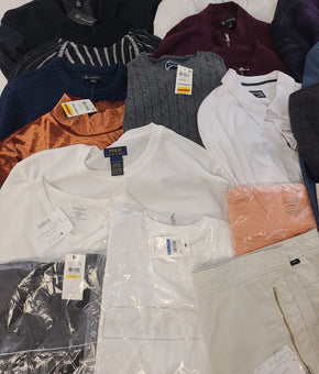 Men's Clothing Wholesale Lot POLO RALPH LAUREN, CALVIN KLEIN, DKNY, Tasso Elba, CLUB ROOM, ALFANI, IDEOLOGY and more, 25 Units, Shelf Pulls, MSRP $1,743