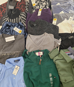 Men's Clothing Wholesale Lot Polo Ralph Lauren, CALVIN KLEIN, TOMMY HILFIGER, Tasso Elba, AMERICAN APPAREL, Club Room, ALFANI and more, 25 Units, Shelf Pull, MSRP $1,844.50