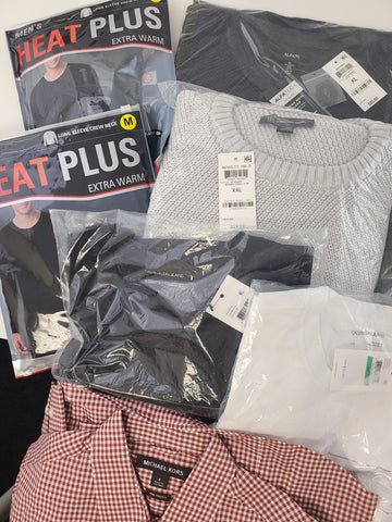 Men's Clothing Wholesale Lot Michael Kors, Polo Ralph Lauren, Calvin Klein, Adidas, American Apparel, Alfani, Club Room and more, 25 Units, Shelf Pulls, MSRP $1,605.49