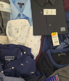 Men's Clothing Wholesale Lot Michael Kors, Polo Ralph Lauren, Tommy Hilfiger, Calvin Klein, Champion, Tasso Elba, Club Room, Alfani, INC and more, 25 Units, Shelf Pulls, MSRP $1,874.99