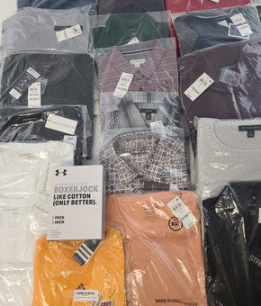Men's Clothing Wholesale Lot Calvin Klein, Adidas, Under Armour, Tasso Elba, Club Room, Alfani, INC and more, 25 Units, New, MSRP $1,518.99
