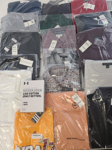 Men's Clothing Wholesale Lot Calvin Klein, Adidas, Under Armour, Tasso Elba, Club Room, Alfani, INC and more, 25 Units, New, MSRP $1,518.99