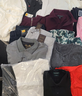 Men's Clothing Wholesale Lot Lauren Ralph Lauren, Calvin Klein, Lucky Brand, Adidas, Tasso Elba, American Apparel, Club Room, INC and more, 25 Units, Shelf Pulls, MSRP $1,801.00