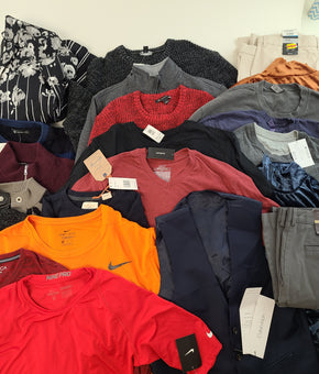 Men's Clothing Wholesale Lot Calvin Klein, Nike, Nautica, Tasso Elba, Weatherproof, American Apparel, Club Room, INC and more, 26 Units, Shelf Pulls, MSRP $1,534.40