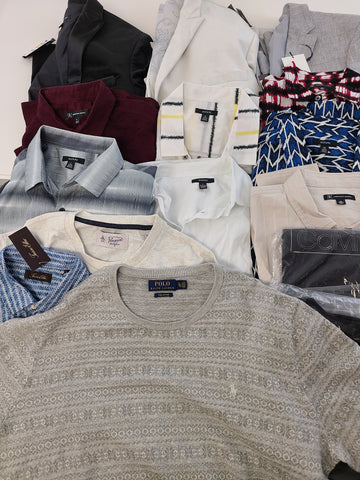 Men's Clothing Wholesale Lot Polo Ralph Lauren, Calvin Klein, Original Penguin, Tasso Elba, American Apparel, Bar lll, INC and more, 25 Units, Shelf Pulls, MSRP $1,661.95