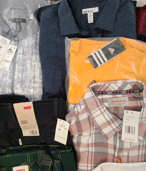 Men's Clothing Wholesale LotLevi's, Adidas, DKNY, Weatherproof Vintage, Dockers, American Apparel, Alfani, INC and more, 25 Units, Shelf Pulls, MSRP $1,632.49