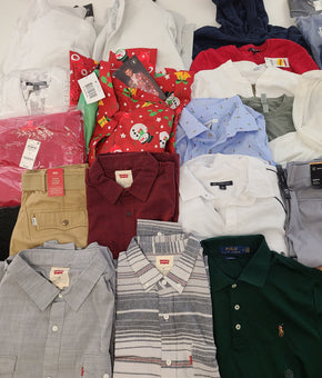 Men's Clothing Wholesale Lot Polo Ralph Lauren, Levi's, Tasso Elba, American Apparel, Club Room, INC, Bar lll, Alfani and more, 25 Units, Shelf Pulls, MSRP $1,615.48