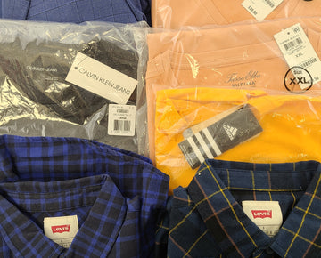 Men's Clothing Wholesale Lot Calvin Klein, Levi's, Adidas, Weatherproof Vintage, Tasso Elba, American Apparel, Club Room, INC and more, 25 Units, Shelf Pulls, MSRP $1,706.48