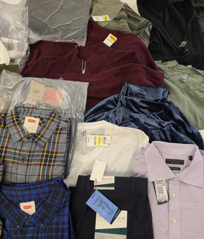 Men's Clothing Wholesale Lot Levi's, Perry Ellis, The Men's Store Bloomingdale's, American Apparel, Ideology, INC and more, 25 Units, Shelf Pulls, MSRP $1,759.48
