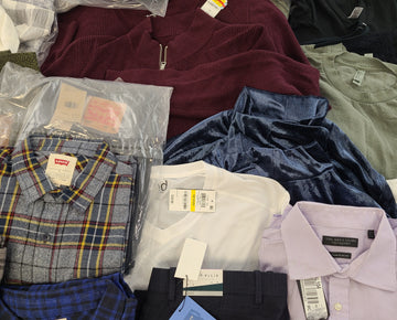 Men's Clothing Wholesale Lot Levi's, Perry Ellis, The Men's Store Bloomingdale's, American Apparel, Ideology, INC and more, 25 Units, Shelf Pulls, MSRP $1,759.48