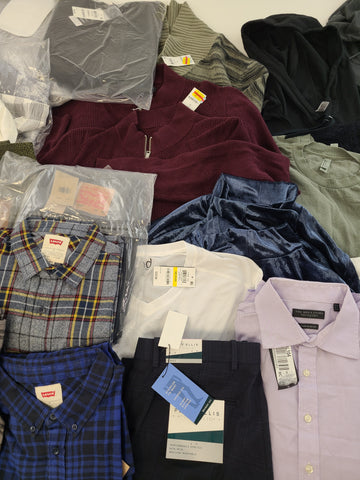 Men's Clothing Wholesale Lot Levi's, Perry Ellis, The Men's Store Bloomingdale's, American Apparel, Ideology, INC and more, 25 Units, Shelf Pulls, MSRP $1,759.48