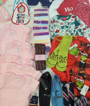 Kid's Clothing & Accessories Wholesale Lot Tommy Hilfiger, DKNY, Polo Ralph Lauren, Jacadi Paris, IKE Behar, Joseph Abboud, American Apparel, Bliss, Carters more, 71 Units, Shelf Pulls, MSRP $1,145.32