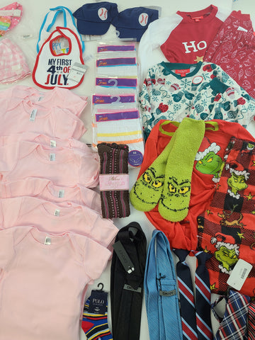 Kid's Clothing & Accessories Wholesale Lot Tommy Hilfiger, DKNY, Polo Ralph Lauren, Jacadi Paris, IKE Behar, Joseph Abboud, American Apparel, Bliss, Carters more, 71 Units, Shelf Pulls, MSRP $1,145.32