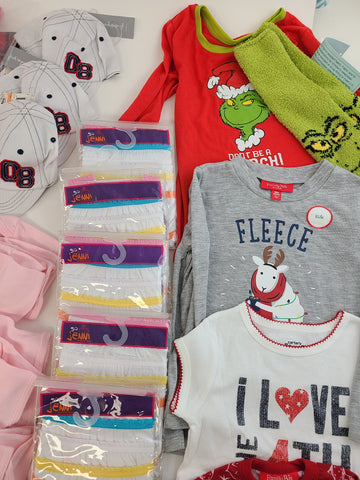 Kid's Clothing & Accessories Wholesale Lot DKNY, Hello Kitty, American Apparel, First Impressions, Carter's and more, 52 Units, Shelf Pulls, MSRP $792.42