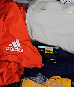 Men's Clothing ADIDAS, Calvin Klein, Nike, Tallia, Tasso Elba, Alfani, Club Room, INC and more, 20 Units, Shelf Pulls, MSRP $1,072.48