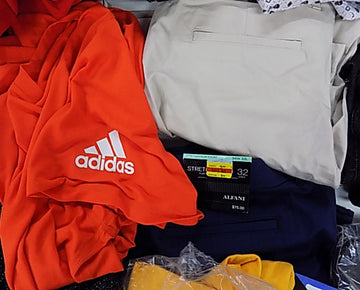Men's Clothing ADIDAS, Calvin Klein, Nike, Tallia, Tasso Elba, Alfani, Club Room, INC and more, 20 Units, Shelf Pulls, MSRP $1,072.48