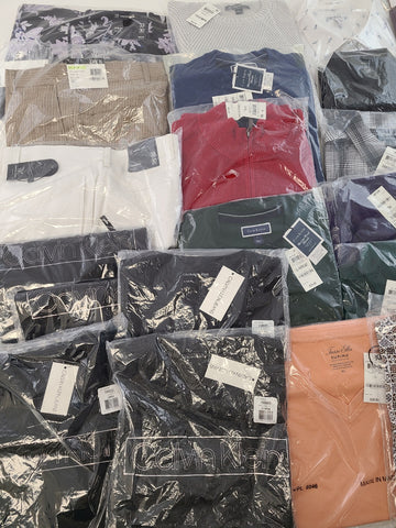 Men's Clothing Wholesale Lot Calvin Klein, Tasso Elba, Alfani, Bar lll, Club Room and more, 25 Units, New, MSRP $1,582.50