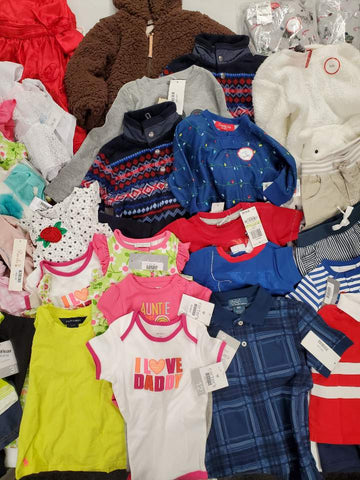 Kid's Clothing Wholesale Lot Ralph Lauren,  Carter's, Mish Boys,  First Impressions,  FAMILY PJS, Bonnie baby  and more, 31 Units, Shelf Pulls, MSRP $1,005.36