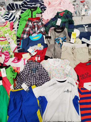 Kid's Clothing Wholesale Lot Polo by Ralph Lauren, Hello Kitty, First impression, American Apparel, Carters, So jenny and more, 44 Units, Shelf Pulls, MSRP $1,001.65