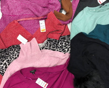 Women's Clothing Sweater Wholesale Lot, Cashmere Charter Club, ALFANI, and more, 10 Units, Shelf Pulls, MSRP $754.50
