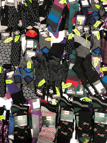Men's Socks Wholesale Lot, Tommy Hilfiger, Perry Ellis, Gold Toe, Alfani, 110 Units, Shelf Pulls, MSRP $1,188.99