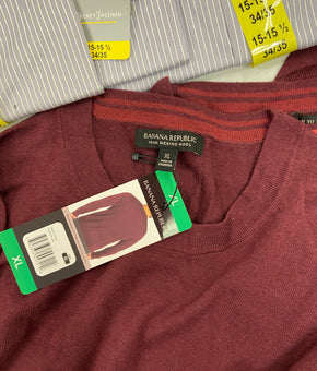 Men's Clothing Dress Shirts & Sweaters Wholesale Lot, BANANA REPUBLIC, HICKEY FREEMAN, 14 items, Shelf Pulls, MSRP $1,158