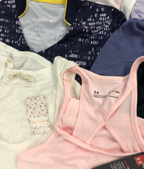 Women's Clothing Tops Wholesale Lot, UNDER ARMOUR, PGA TOUR, DISNEY, FREE PEOPLE, GILDAN, BAR III and more, 30 items, Shelf Pulls, MSRP $871