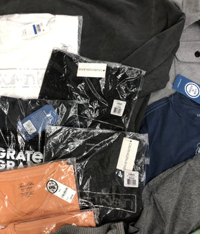 Men's Clothing Tops Wholesale Lot, EDDIE BAUER, CALVIN KLEIN, HURLEY, WEATHERPROOF and more, 16 items, Shelf Pulls, MSRP $678