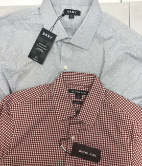 Men's Clothing Button Down shirts Wholesale Lot, DKNY, LEVI'S, WEATHERPROOF, INC and more, 15 Units, Shlef Pulls, MSRP $971.00