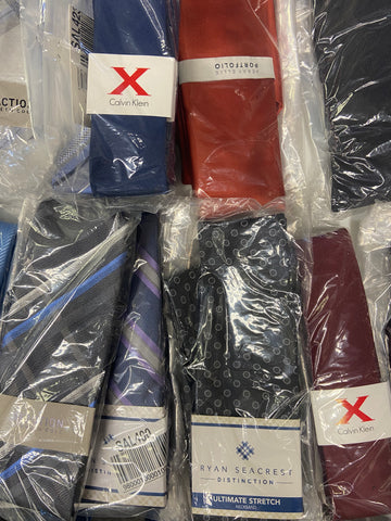 Men's Neckties Wholesale Lot, TOMMY HILFIGER, DKNY, MICHAEL KORS, KENNETH COLE, RYAN SEACREST, CALVIN KLEIN, SEAN JOHN and more, 80 items, CUSTOMER RETURNS