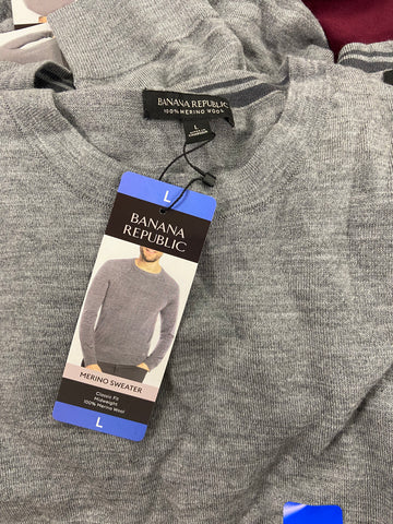 Men's Clothing Sweaters & Other Tops Wholesale Lot, BANANA REPUBLIC, CHAMPION, CLUB ROOM and more, 11 items, Shelf Pulls, MSRP $905