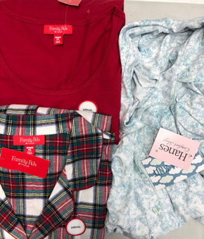 Women's Clothing Pajama Wholesale Lot, FLORA, Hanes, MISS ELAINE, HARTER CLUB, FAMILY PJS and more, 27 Units, Shelf Pulls, MSRP $1,095