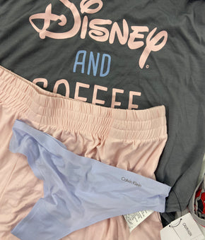 Women's Sleepwear Set Wholesale Lot, DISNEY, CALVIN KLEIN, 19 items, Shelf Pulls, MSRP $866