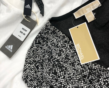 Women's Clothing Tops Wholesale Lot, MICHAEL KORS, CALVIN KLEIN, ADIDAS, FREE PEOPLE, AMERICAN APPAREL, ALFANI and more, 23 items, Shelf Pulls, MSRP $1,181