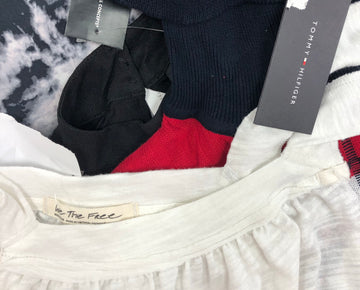 Women's Clothing Blouse & more Tops Wholesale Lot, TOMMY HILFIGER, FREE PEOPLE, SANCTUARY, INC and more, 16 items, Shelf Pulls, MSRP $825