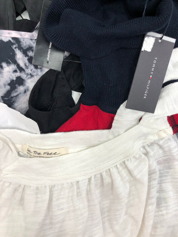 Women's Clothing Blouse & more Tops Wholesale Lot, TOMMY HILFIGER, FREE PEOPLE, SANCTUARY, INC and more, 16 items, Shelf Pulls, MSRP $825