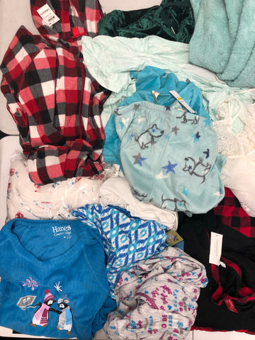 Women's Clothing Pajama Wholesale Lot, Hue, Hanes, Family PJS, Charter Club, Dream Lounge, Muk Luks, and more, 15 Units, Shelf Pulls, MSRP $735.48