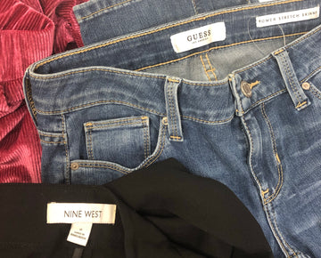 Women's Clothing Bottoms Wholesale Lot, TOMMY HILFIGER, FREE PEOPLE, GUESS, ANNE KLEIN, AMERICAN APPAREL, NINE WEST and more, 15 items, Shelf Pulls, MSRP $864